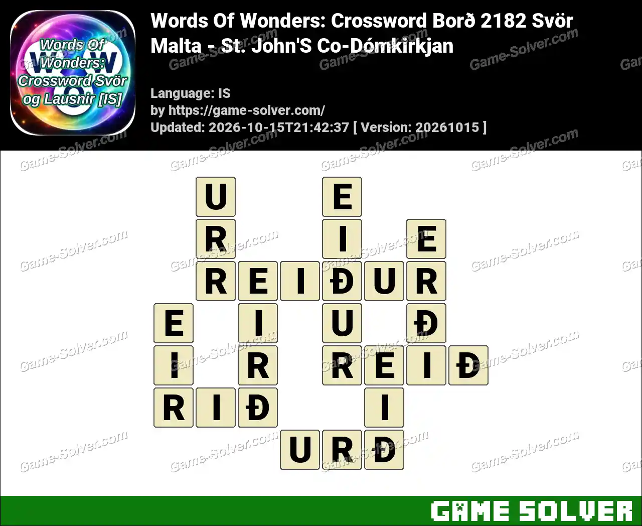 Words Of Wonders: Crossword Borð 2182 Svör – Malta – St. John’S Co-Dómkirkjan